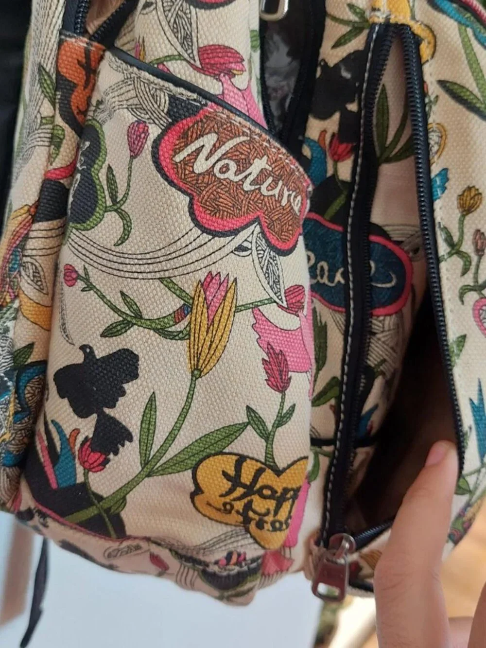 Sakroots multicoloured backpack with adjustable straps peace birds zipper #boho
